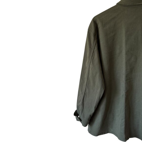 Good American S Utility Jacket Army Green Large Flap Pocket Snap Front Collared - Picture 5 of 14